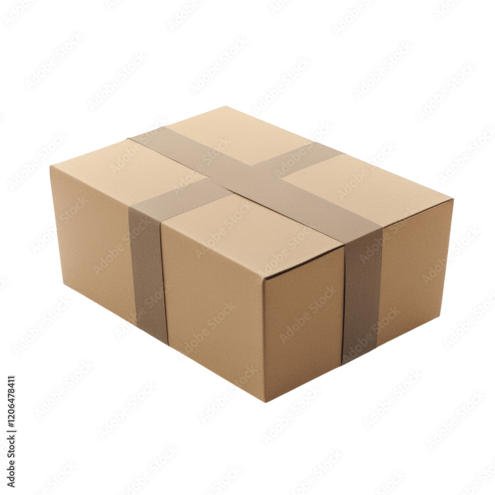 Securely Packaged Cardboard Box with Brown Tape Ready for Shipping or Delivery Securely Packaged Cardboard Box with Brown Tape Ready for Shipping or Delivery
