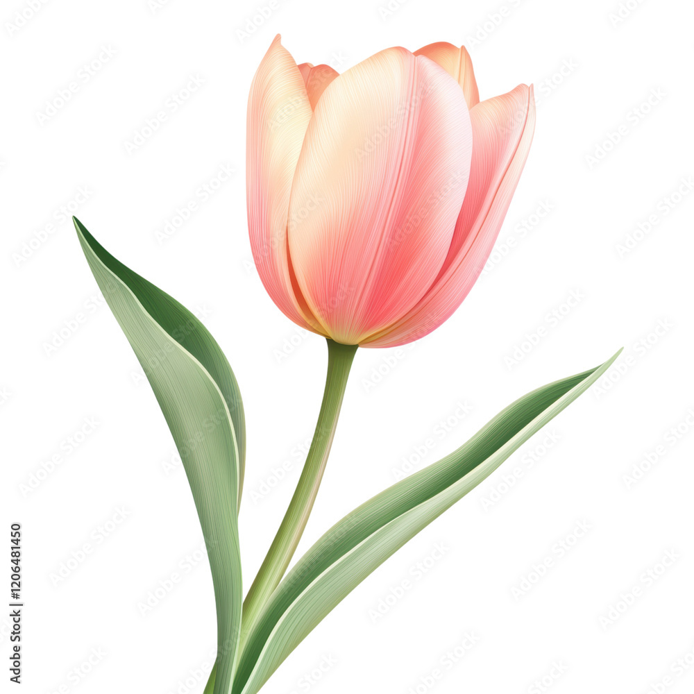Elegant Peach Tulip Flower Blossom Isolated on White Background Spring Floral Design Elegant Peach Tulip Flower Blossom Isolated on White Background Spring Floral Design