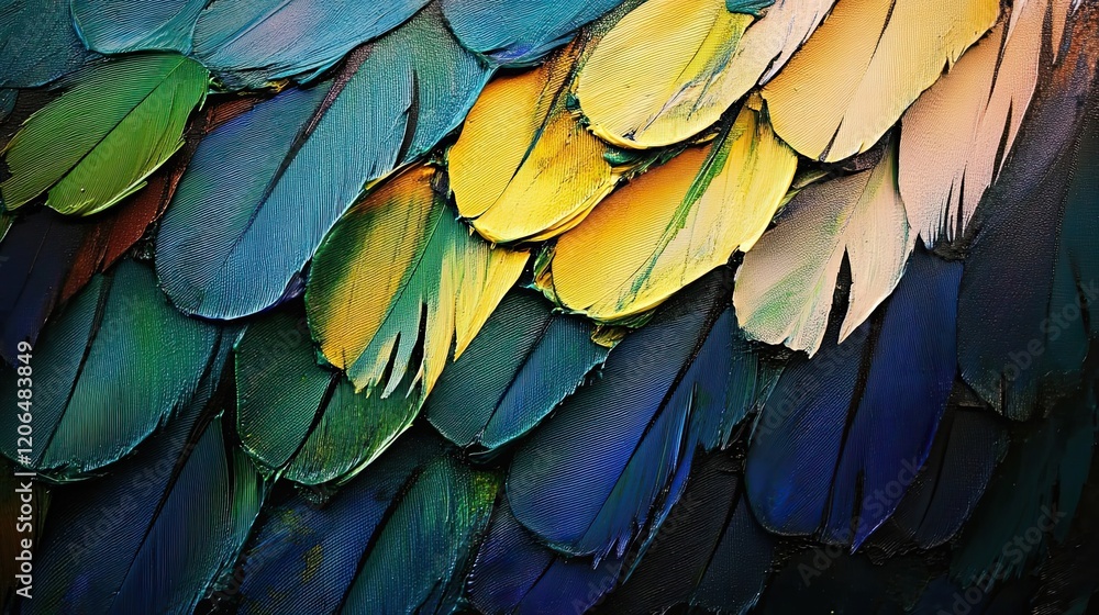 Obraz premium Vibrant Painted Feathers Texture Close Up