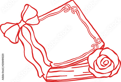 Coquette Valentine Bookish Close Book with bow Outline