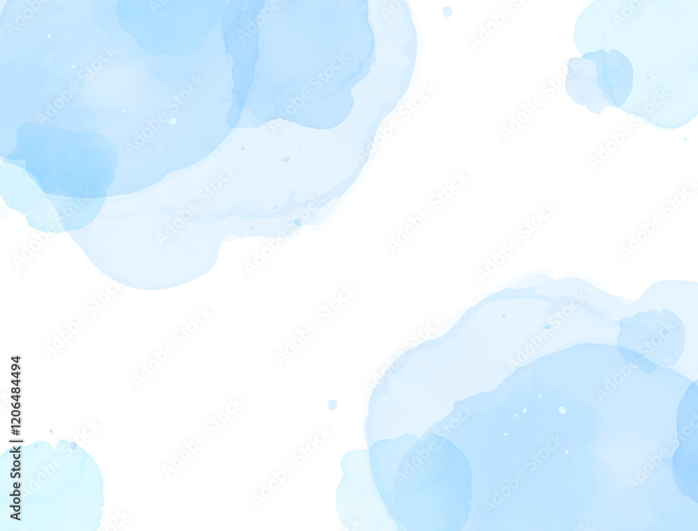 青色の水彩絵の具のにじみをいかした抽象的な背景イラスト 青色の水彩絵の具のにじみをいかした抽象的な背景イラスト