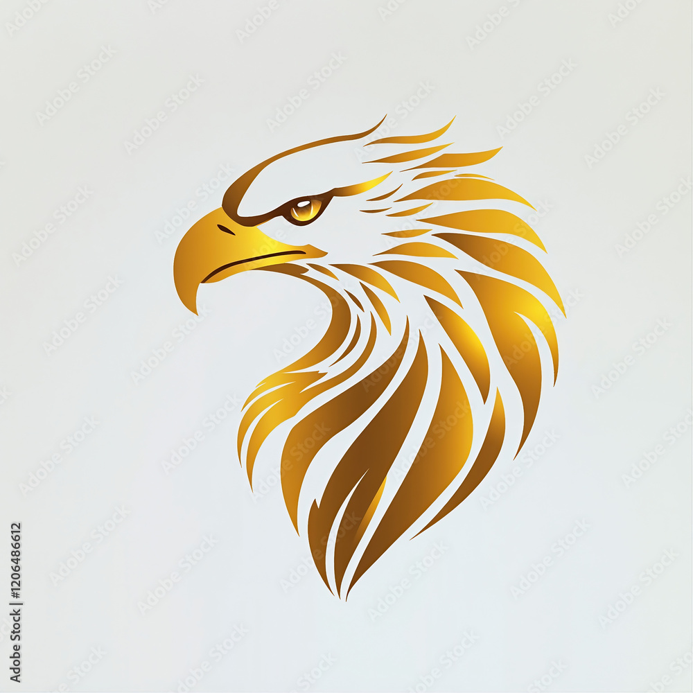 Fototapeta premium Eagle Face Golden Logo
