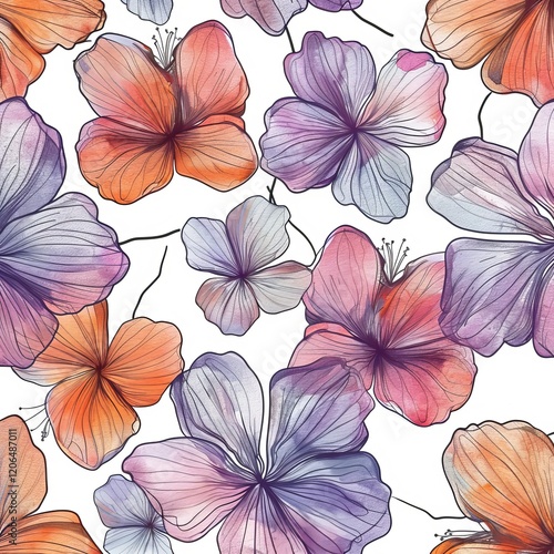 Wallpaper Mural Seamless pattern with drawing flowers  Torontodigital.ca