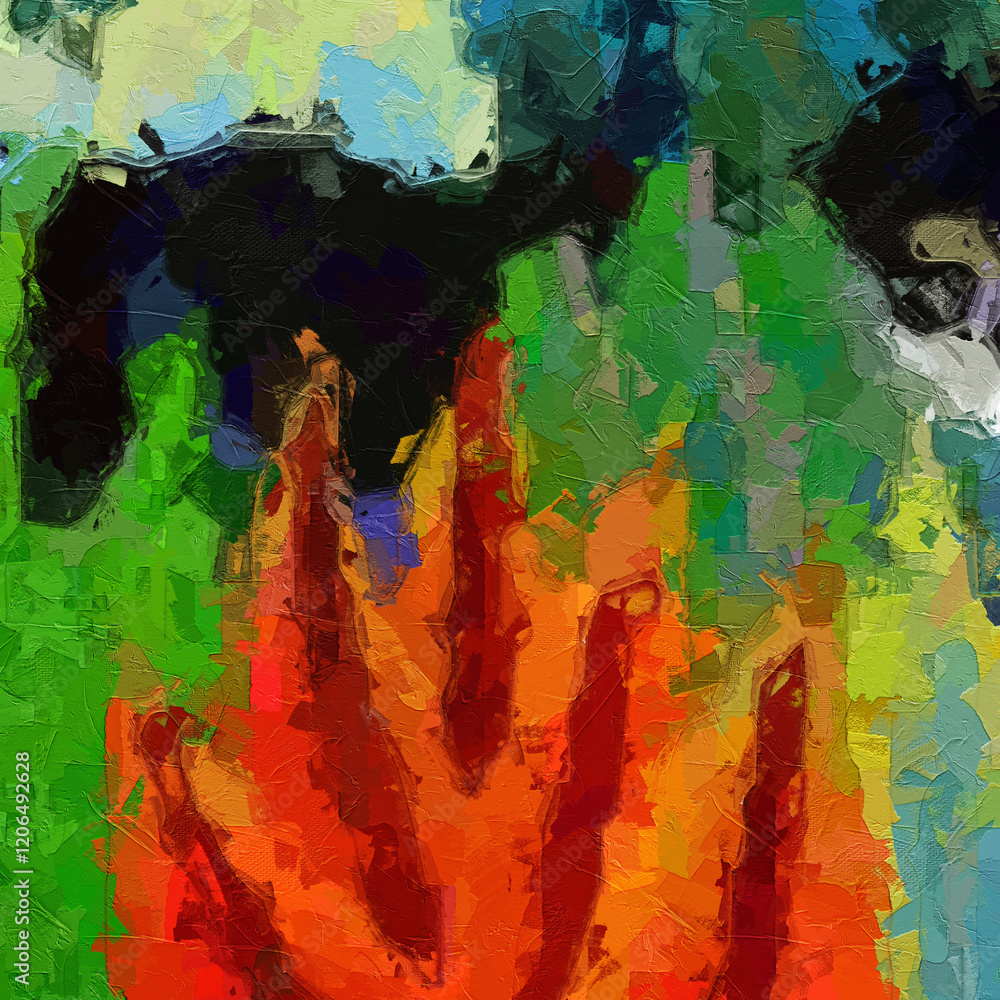 Obraz premium Various oil paintings, flowers, forests, tropical leaves, birds, giraffes, elephants, fish, parrots, beautiful things