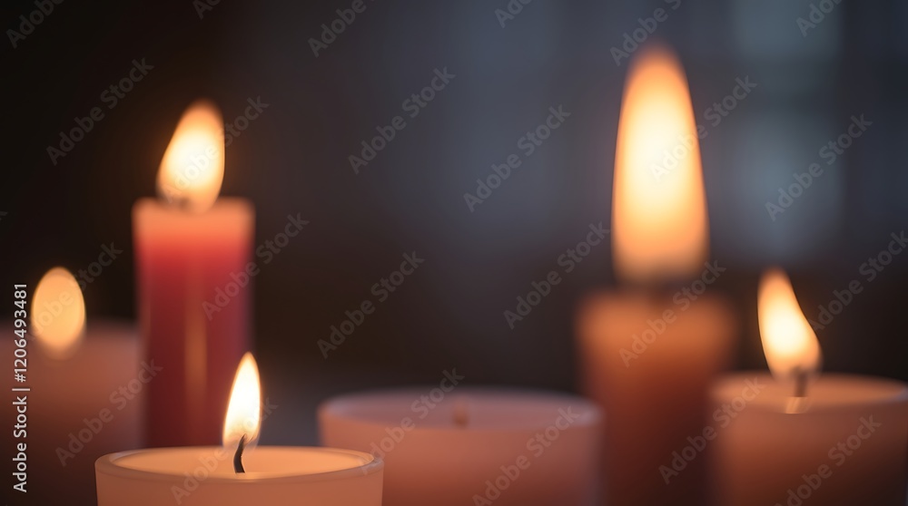 Glowing candles in soft focus. Glowing candles in soft focus.