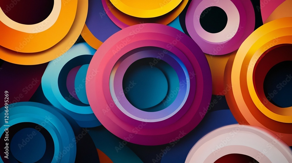 Abstract Colorful Overlapping Concentric Circles Design Abstract Colorful Overlapping Concentric Circles Design
