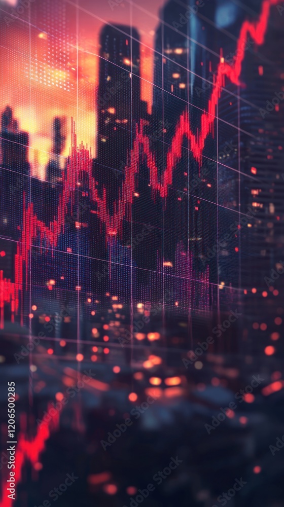 blurry urban skyline, with dramatic shading and digital effects. blurry urban skyline, with dramatic shading and digital effects.