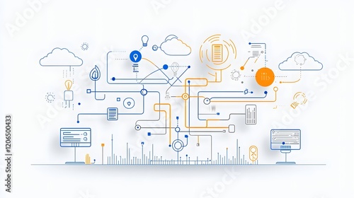 Efficient cloud computing network with synchronized data flow enabling seamless information processing and scalable storage solutions for modern enterprise and business applications photo