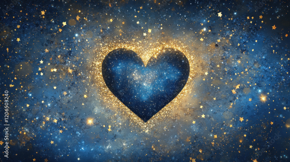 Cosmic Heart in Shimmering Indigo Sky Cosmic Heart in Shimmering Indigo Sky