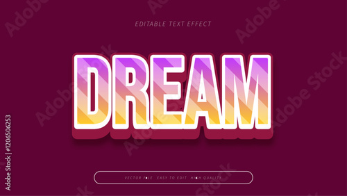 dream editable text effect with purple orange and maroon bold gradient style