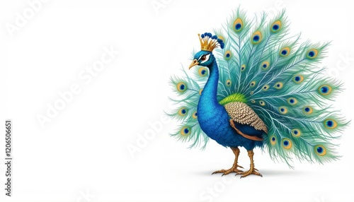 Majestic Peacock with Crown Stunning Illustration photo