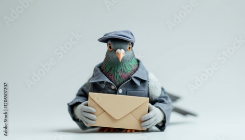 Pigeon Mailman Holding Envelope Delivery Service