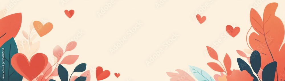 Romantic Floral Heart Banner with Copy Space - Pastel Love Romantic Floral Heart Banner with Copy Space - Pastel Love
