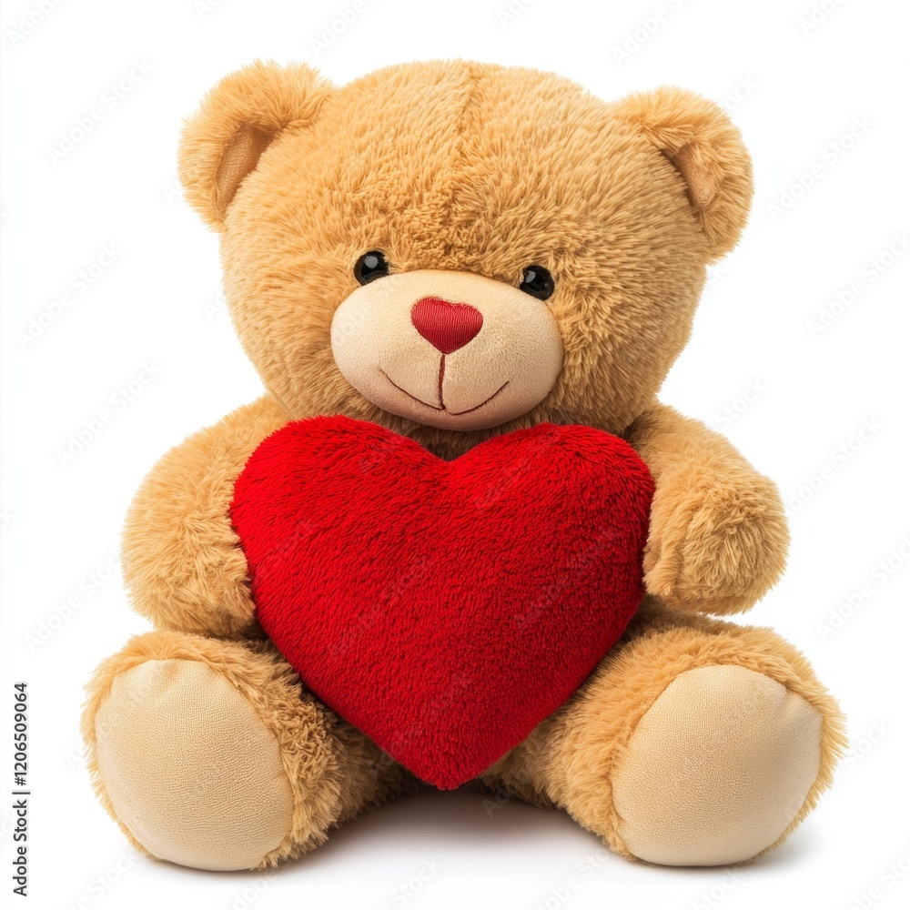 Obraz premium Cute Teddy Bear Holding Red Heart for Valentine's Day or Gifts