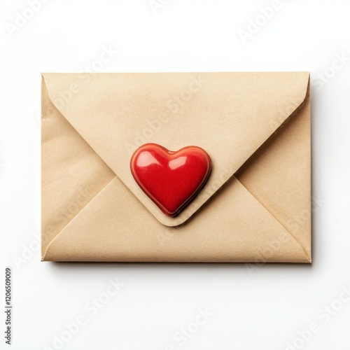 Wallpaper Mural Brown Envelope with Red Heart Seal for Love Letters and Cards Torontodigital.ca