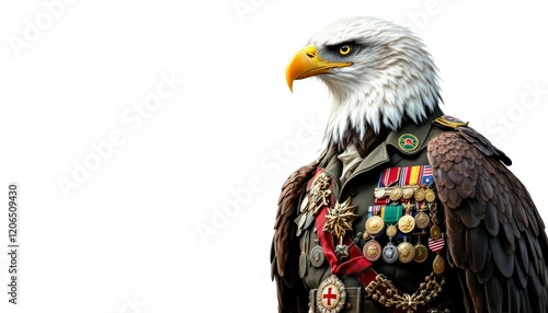 American Bald Eagle in Military Uniform Art Print