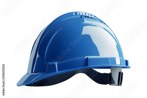 New blue safety helmet isolated on cut out PNG or transparent background. Safety construction worker hats. Construction team must have quality. Whether engineering, construction workers. photo