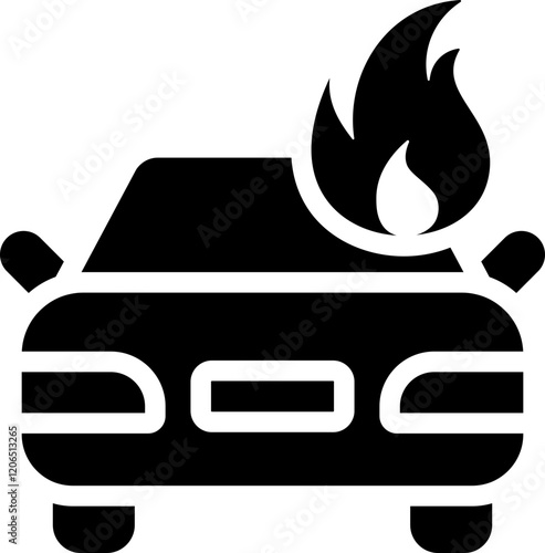 Fire Car Glyph Icon