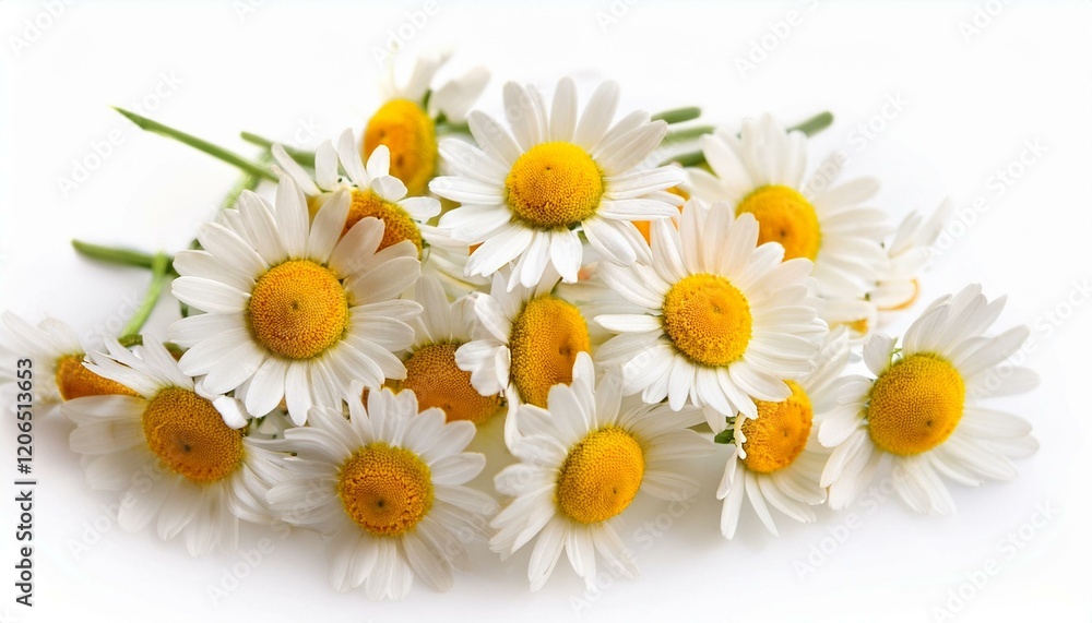 Obraz premium A bouquet of fresh, white daisies with bright yellow centers.