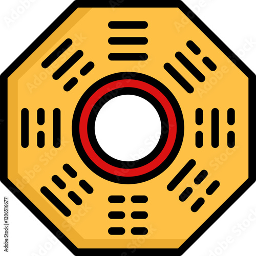 pa kua mirror icon illustration design with filled outline