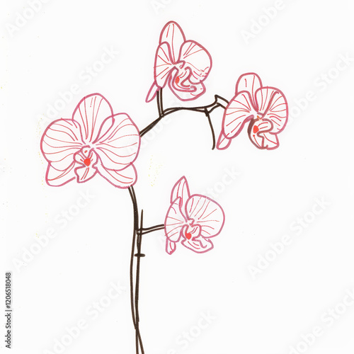 Wallpaper Mural Delicate orchid flowers with graceful lines and soft pink hues Torontodigital.ca