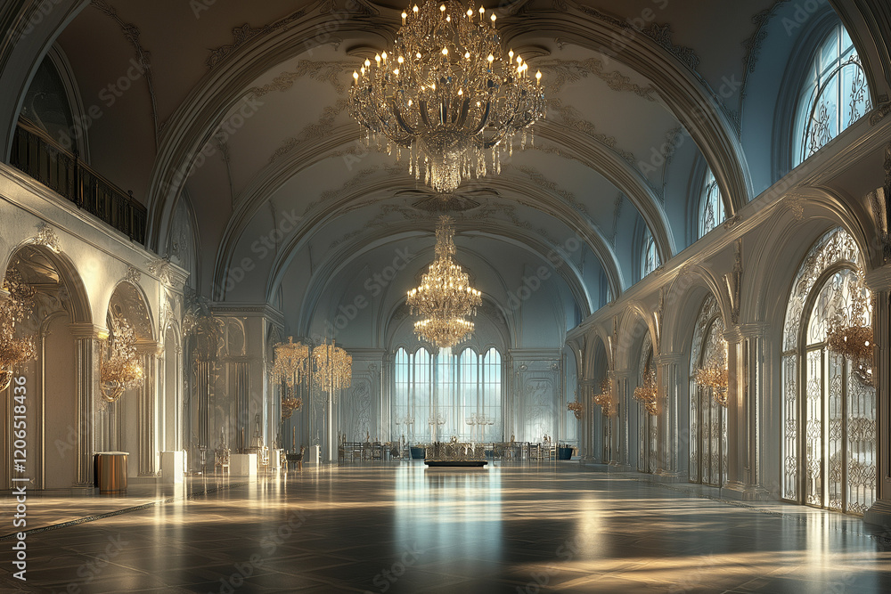 Obraz premium A Luxurious Hotel Lobby and Grand Ballroom: A Grand Entrance to Elegance and Luxury