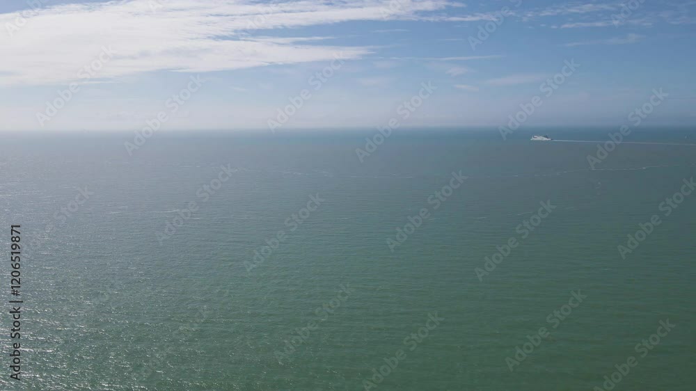 Drone aerial shot over the British Channel in Summer. Drone aerial shot over the British Channel in Summer.