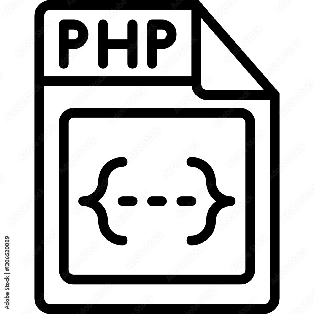 Php file line icon design vector Php file line icon design vector