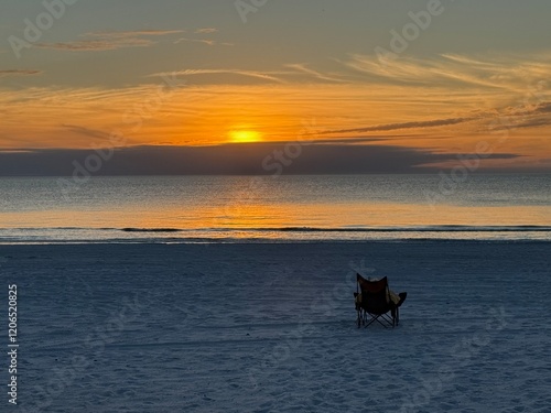 One Person Watching the Sunset over the Gulf of Mexico off Anna Maria Island