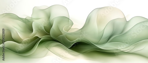Abstract green flowing fabric.