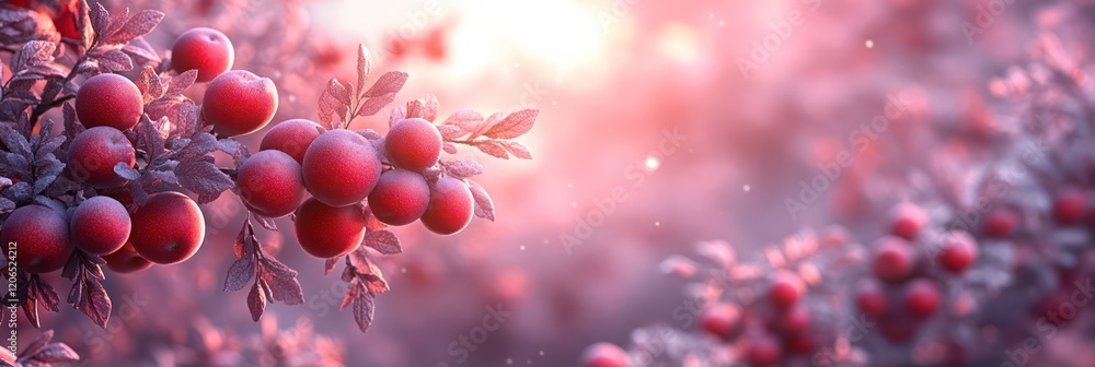 Enchanted Red Berries at Golden Hour: A Serene Autumnal Scene