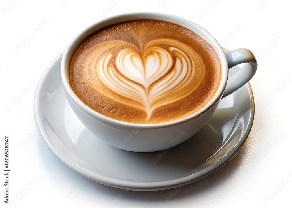 Heart Latte Art Coffee Cup - Isolated Background Stock Photo Heart Latte Art Coffee Cup - Isolated Background Stock Photo