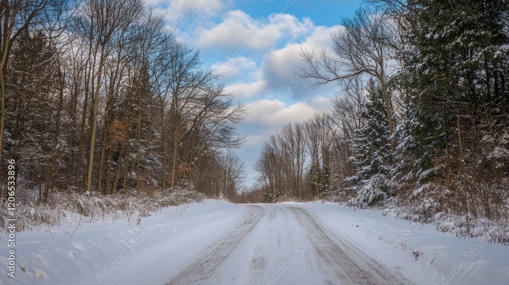 Snowy Road Through the Forest Snowy Road Through the Forest