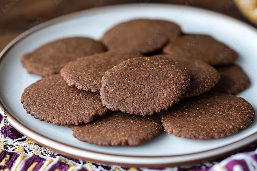 Plate of Teff-Based Cookies with Traditional Ethiopian Flour and Honey
Plate of Teff-Based Cookies with Traditional Ethiopian Flour and Honey