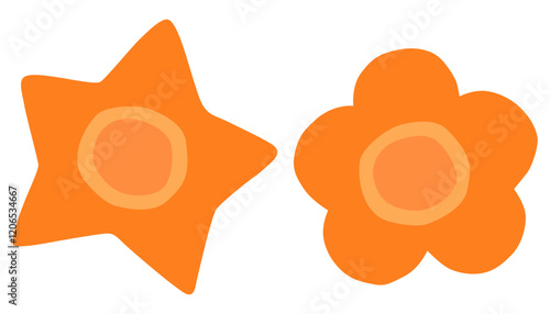 星型と花形に切った人参 ベクター素材