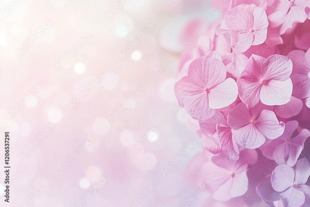 Pink Hydrangea Flowers with Soft Bokeh Background Pink Hydrangea Flowers with Soft Bokeh Background