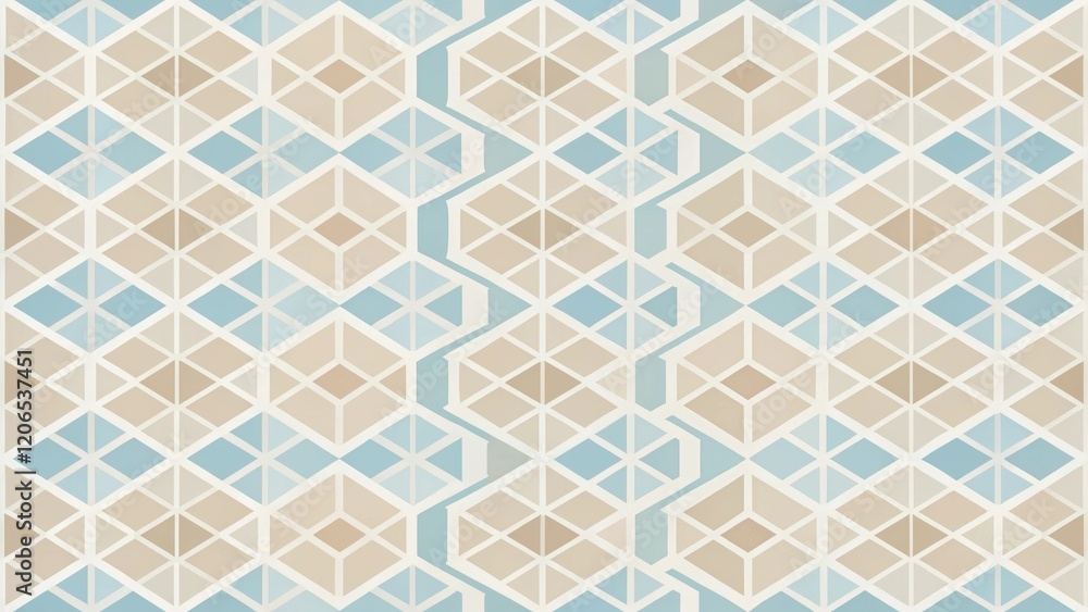 Fototapeta premium Abstract Geometric Beige and Blue Triangular Pattern Design for Textile and Interior Decoration