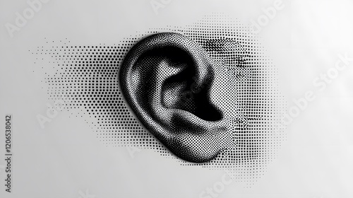 Halftone Style Human Ear Anatomical Representation