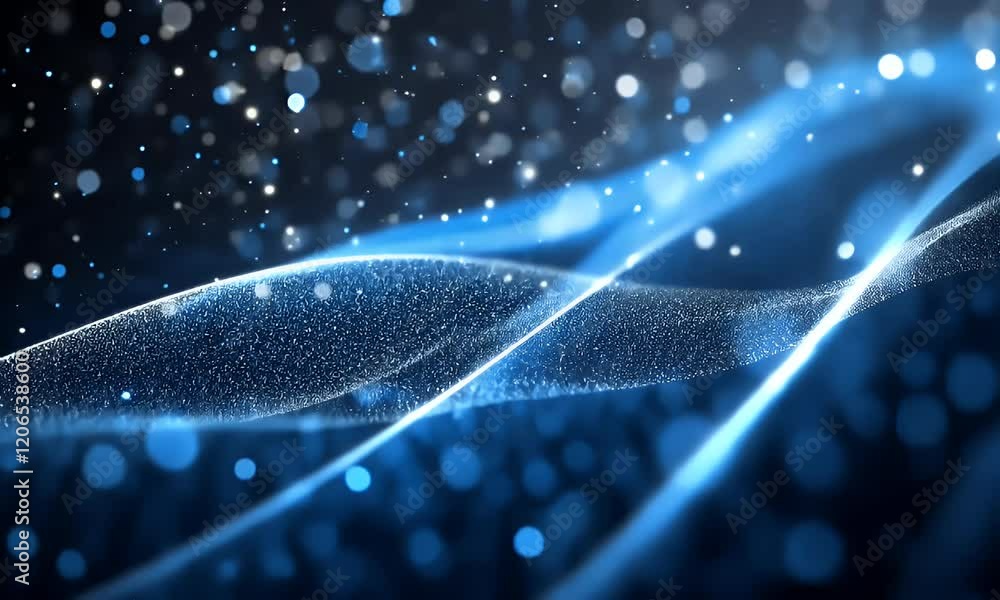 Abstract blue energy waves, sparkling particles background. Website header, presentation Abstract blue energy waves, sparkling particles background. Website header, presentation