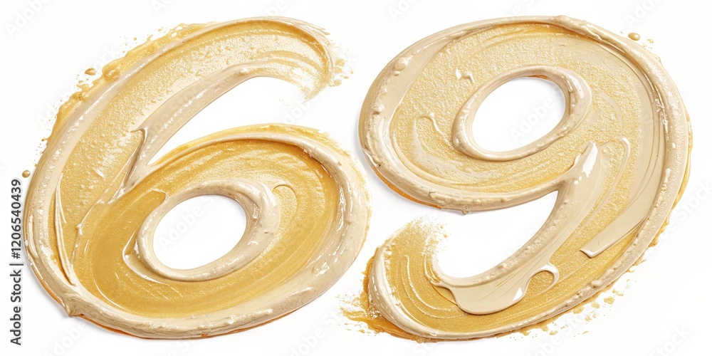 The number 69 is written in a messy, smudged way The number 69 is written in a messy, smudged way