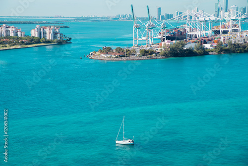 sailboat in miami beach biscayne bay port