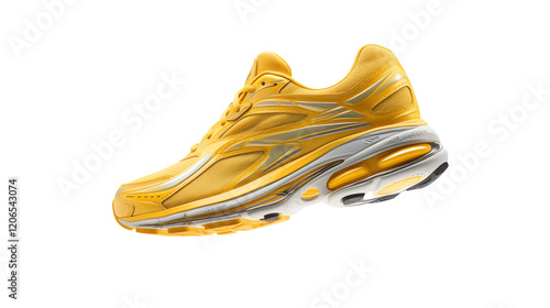 Stylish Yellow Running Shoe Product Shot for Advertising photo