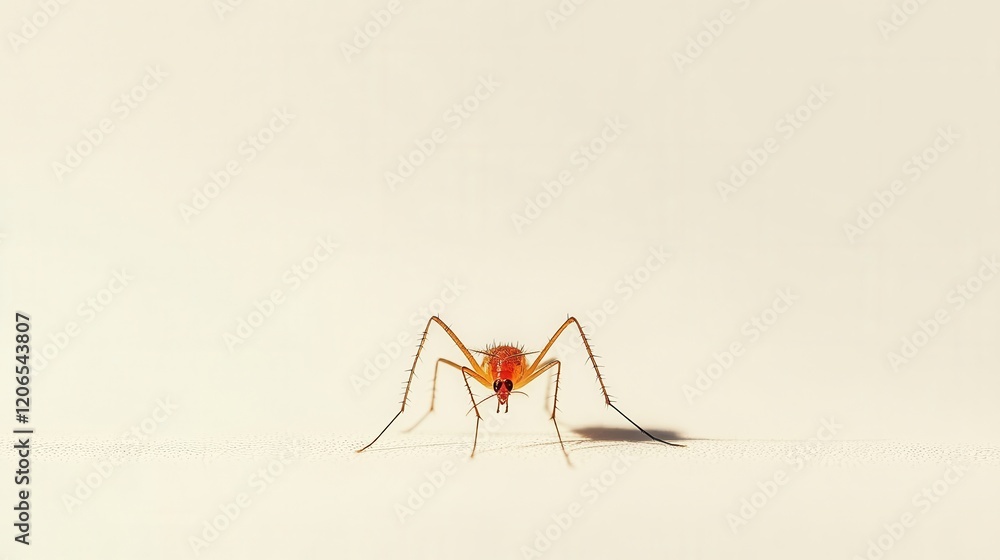 Close-up of a single orange mosquito. Ideal for articles on insects, disease, or pest control. Close-up of a single orange mosquito. Ideal for articles on insects, disease, or pest control.
