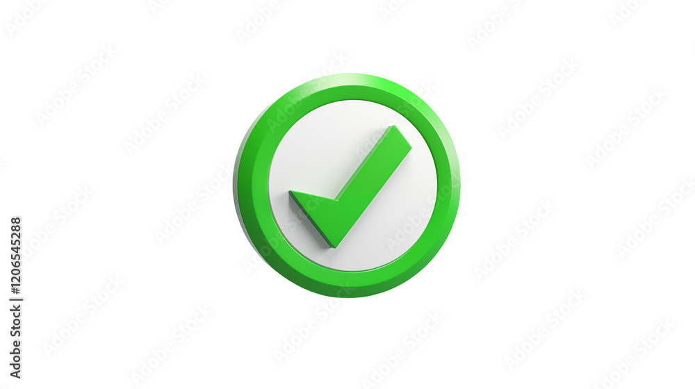 Green Check Mark 3D Icon Approval on a transparent background Green Check Mark 3D Icon Approval on a transparent background