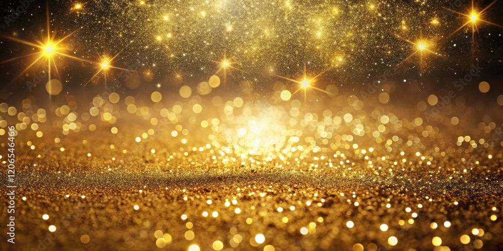 Naklejka premium Golden Glitter and Sparkling Lights Background for Festive Designs