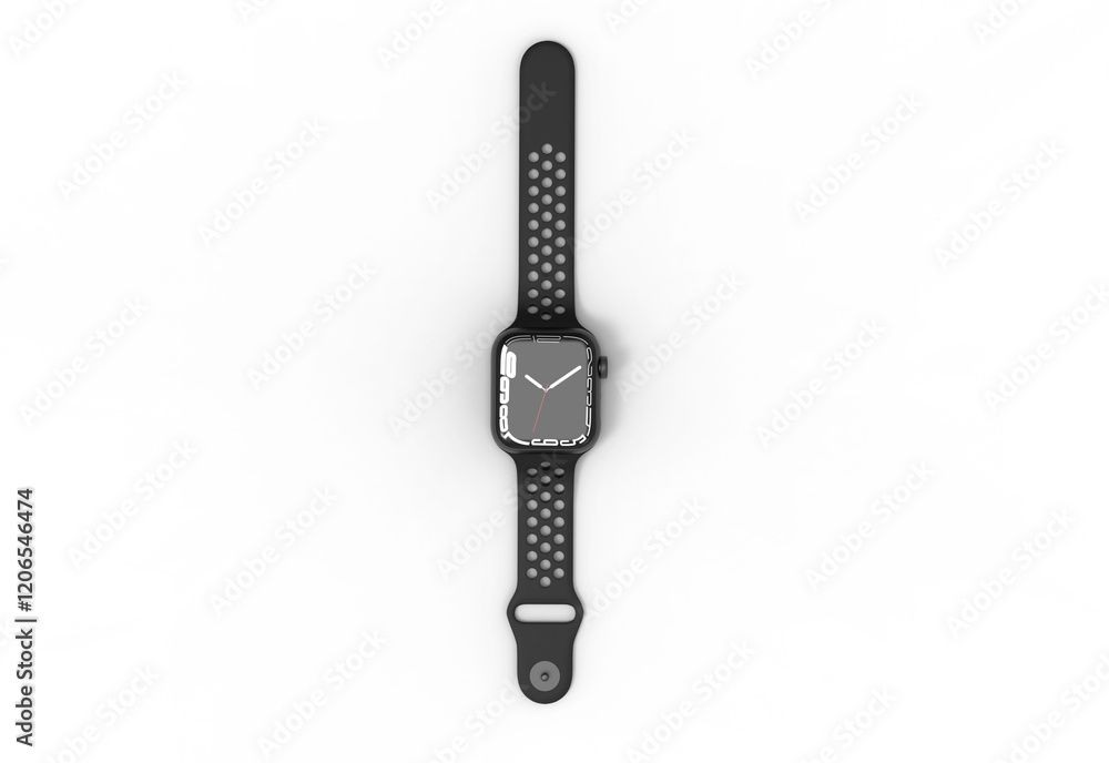 smart watch top view with shadow 3d render smart watch top view with shadow 3d render