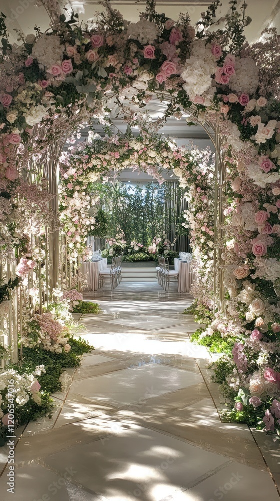 Fototapeta premium Romantic Floral Wedding Aisle: A Dreamlike Pathway