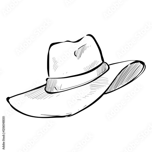 women beach hat handdrawn illustration