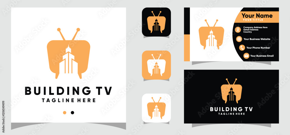 Fototapeta premium Building Television logo design and business card template
