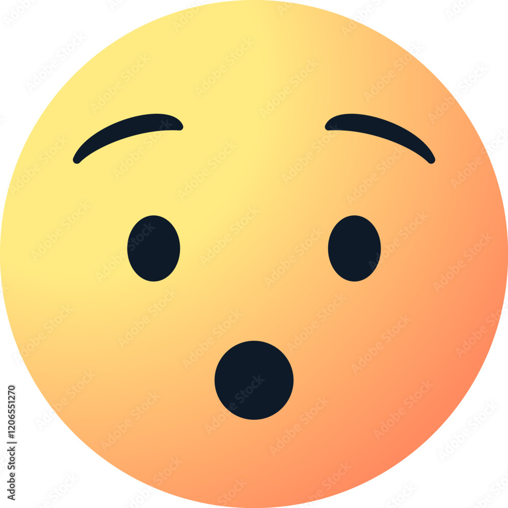 hushed emoji face, vector surprised emoticon with raised eyebrows and a wide open mouth, expressing surprise, shock, amazement or quiet astonishment hushed emoji face, vector surprised emoticon with raised eyebrows and a wide open mouth, expressing surprise, shock, amazement or quiet astonishment